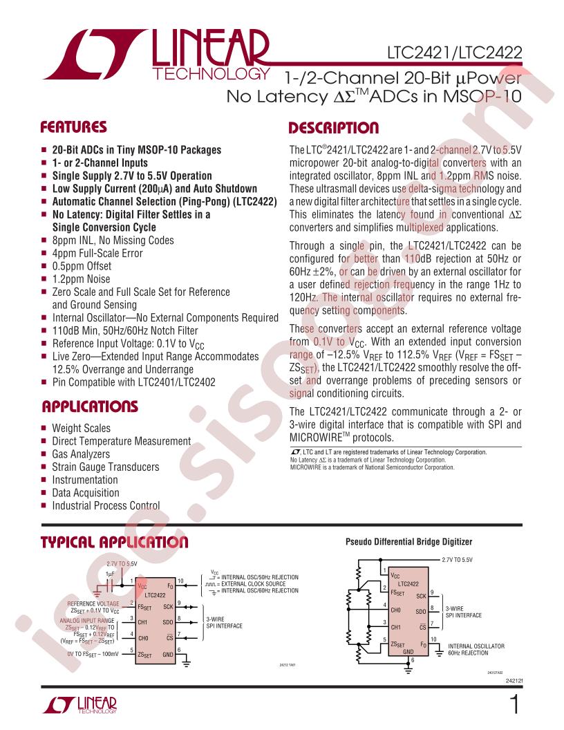 LTC2421, LTC2422 Datasheet