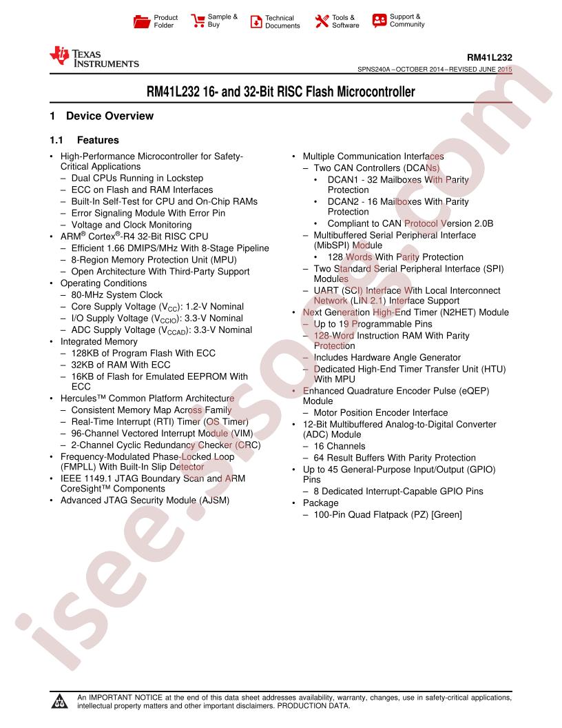 RM41L232 Datasheet