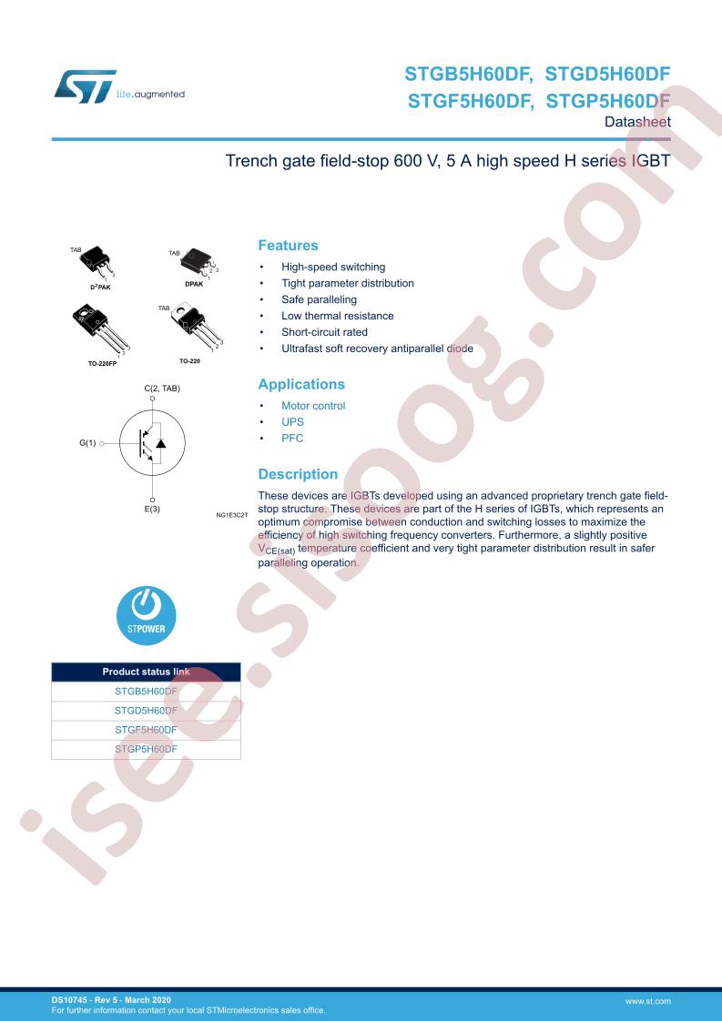 STG(B,D,F,P)5H60DF Datasheet