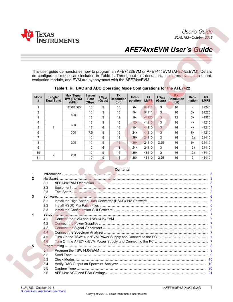 AFE7422EVM, AFE7444EVM User Guide