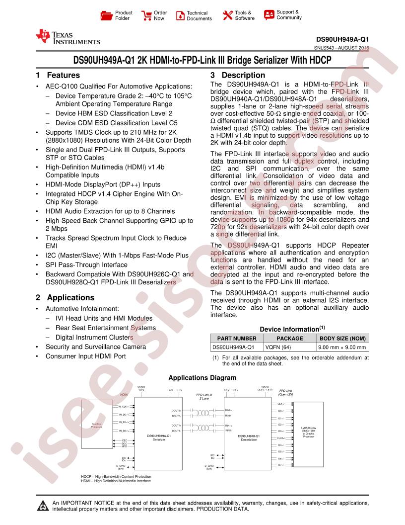 DS90UH949A-Q1 Datasheet