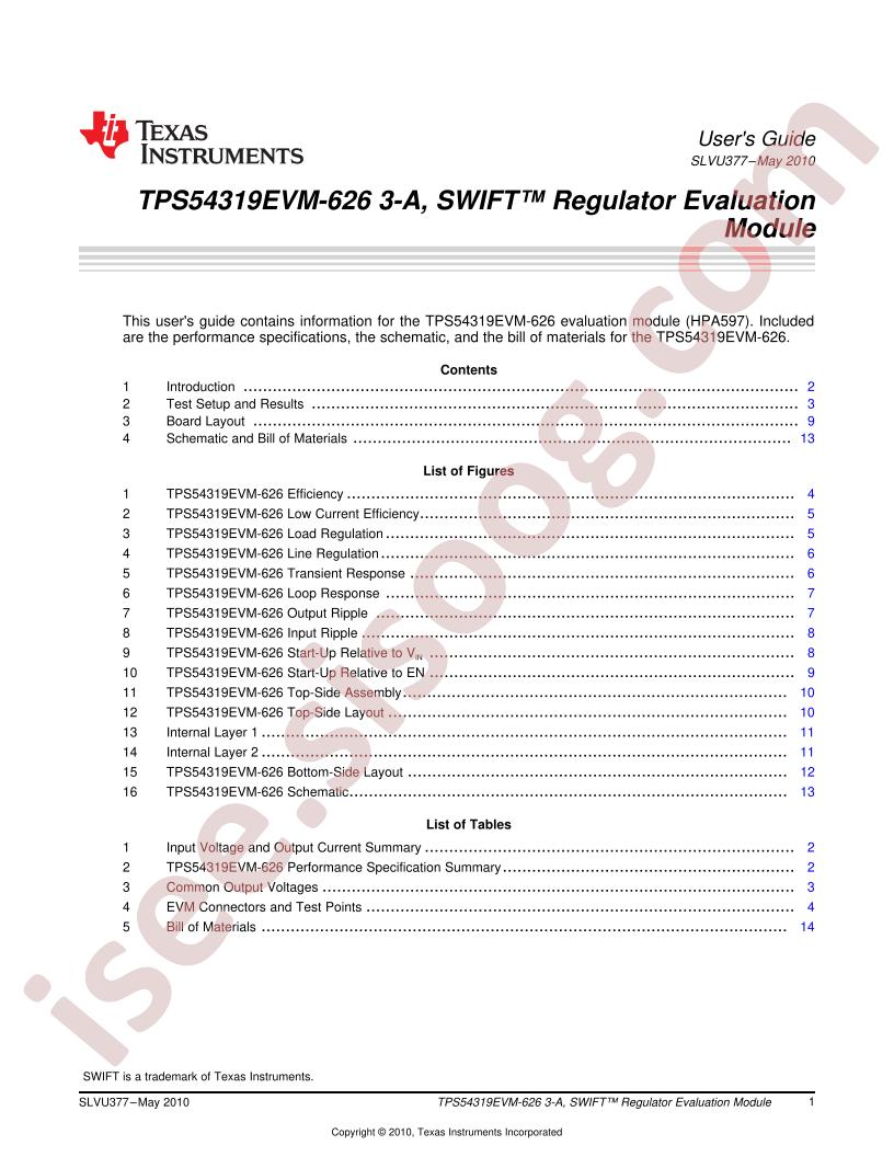 TPS54319EVM-626 User Guide