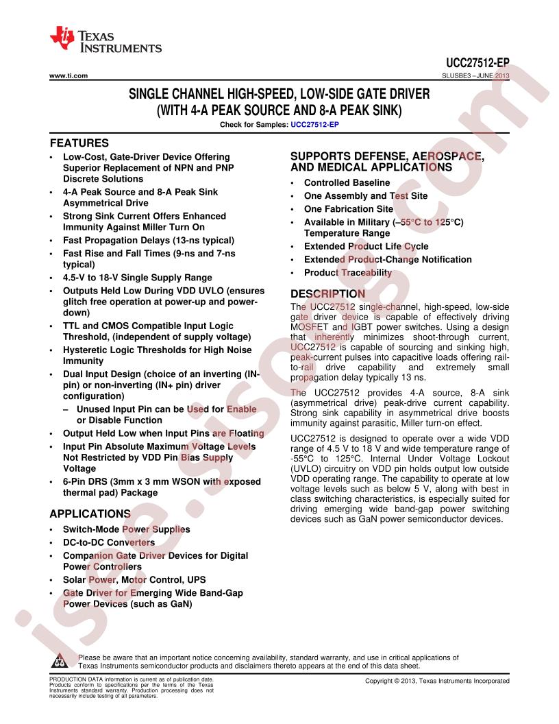 UCC27512-EP Datasheet