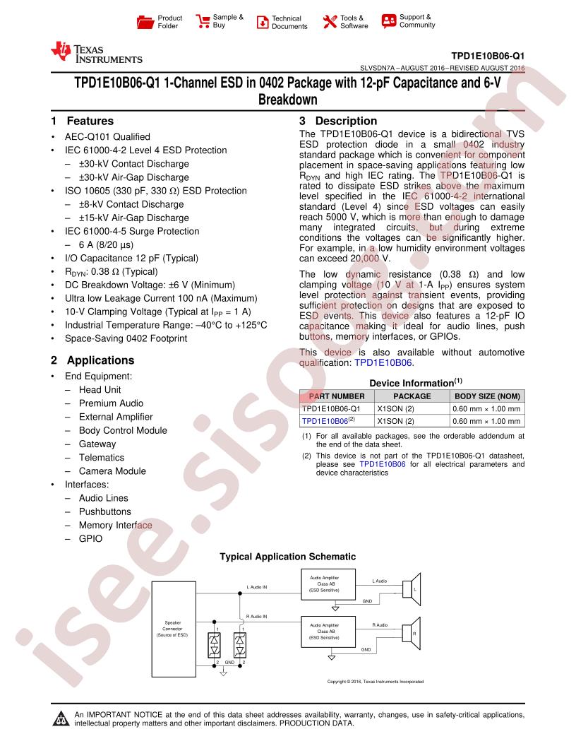 TPD1E10B06-Q1 Datasheet