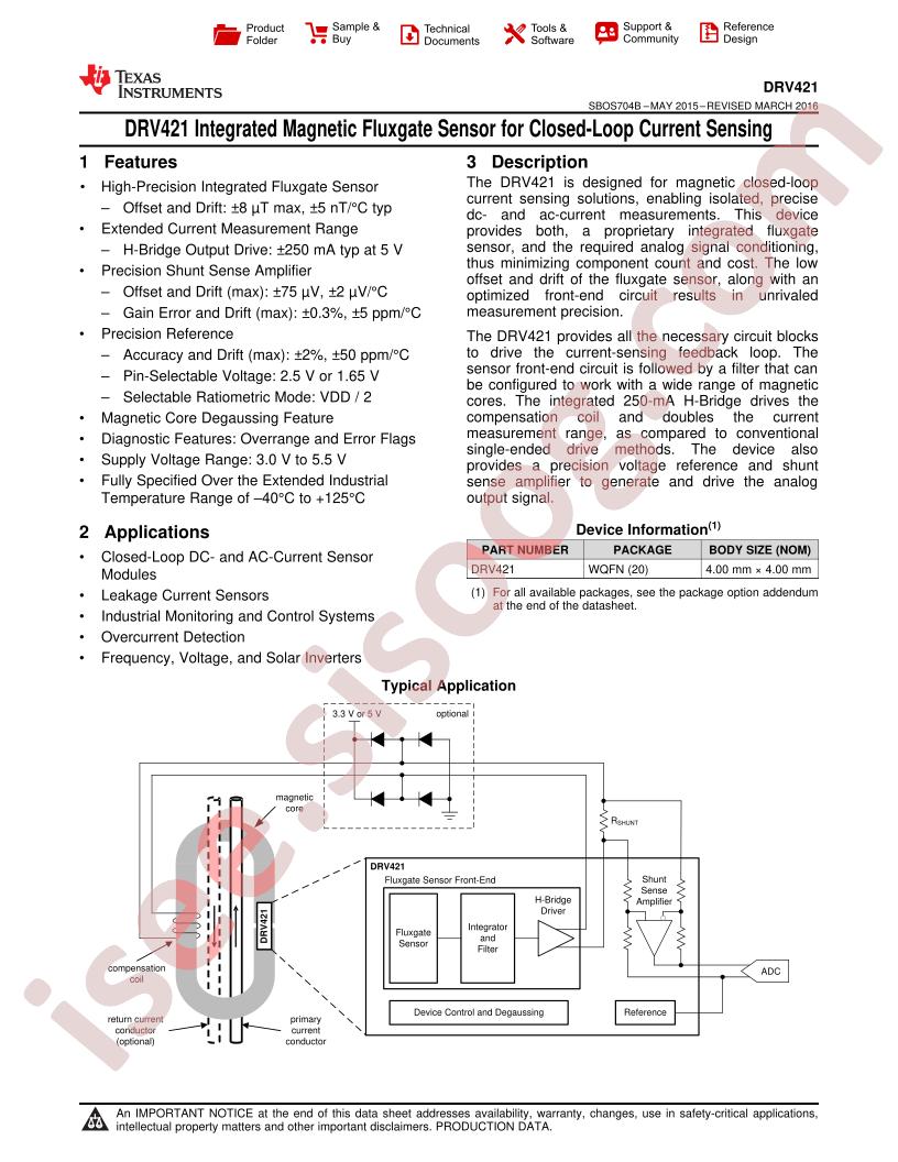 DRV421 Datasheet