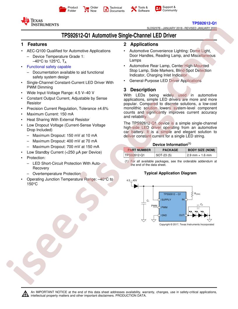 TPS92612-Q1 Datasheet
