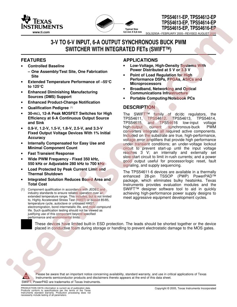 TPS54611-EP - TPS54616-EP
