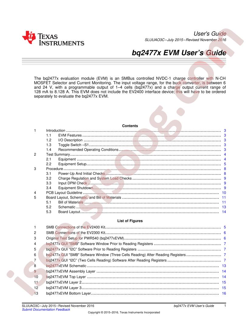 BQ2477x EVM User Guide