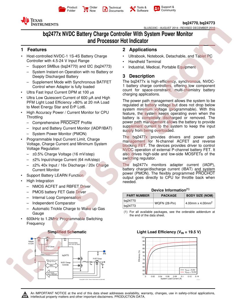 BQ24770, BQ24773 Datasheet