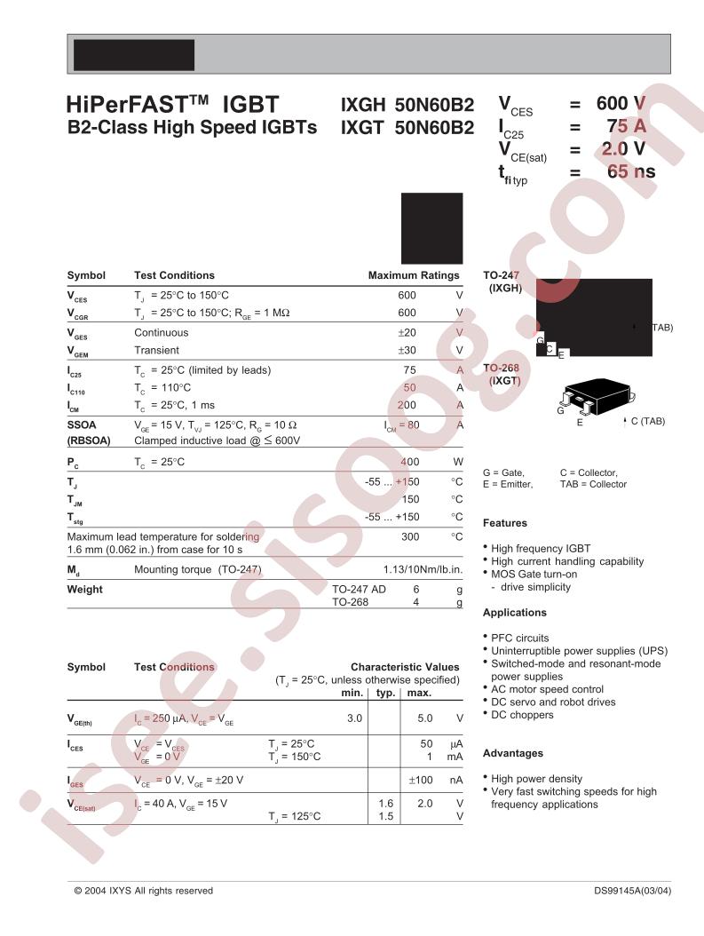 IXG(H,T)50N60B2