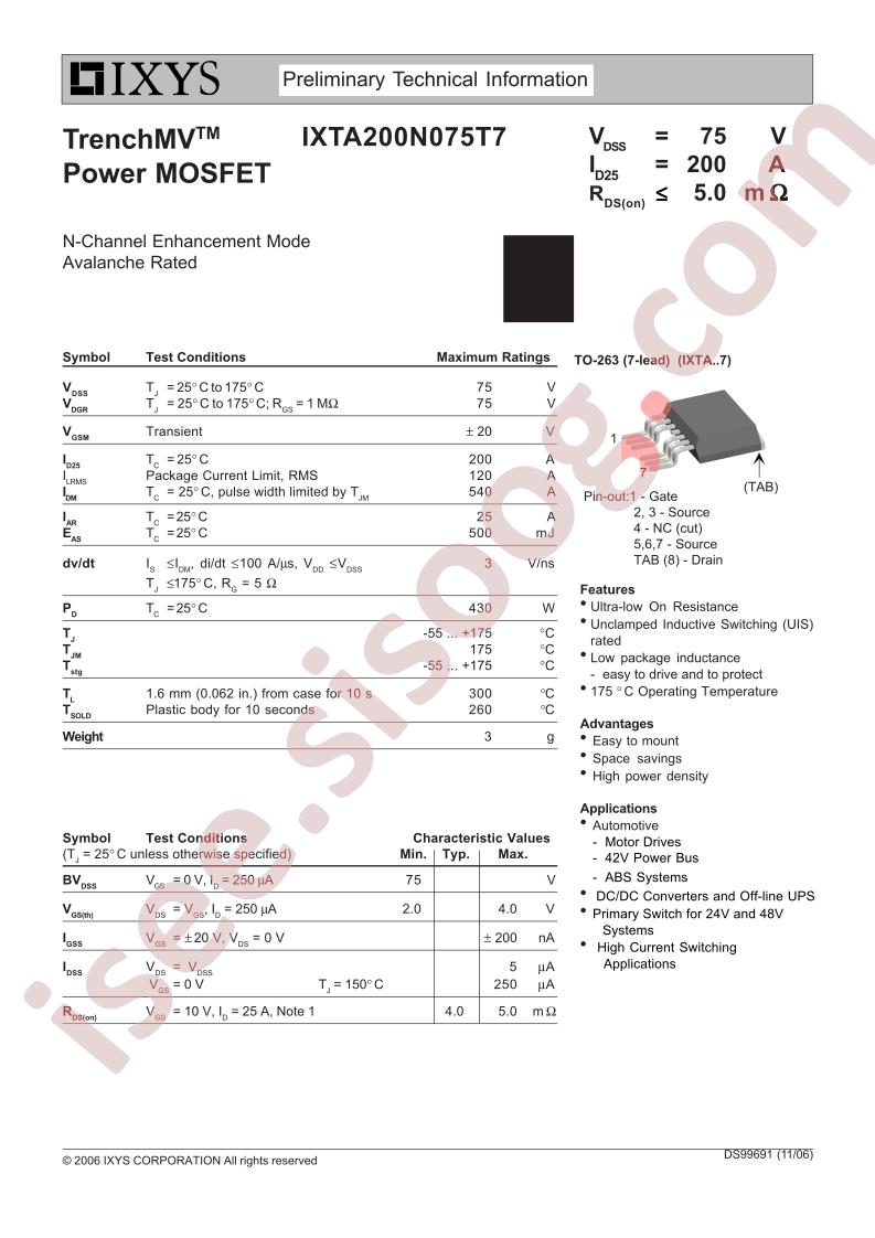 IXTA200N075T7