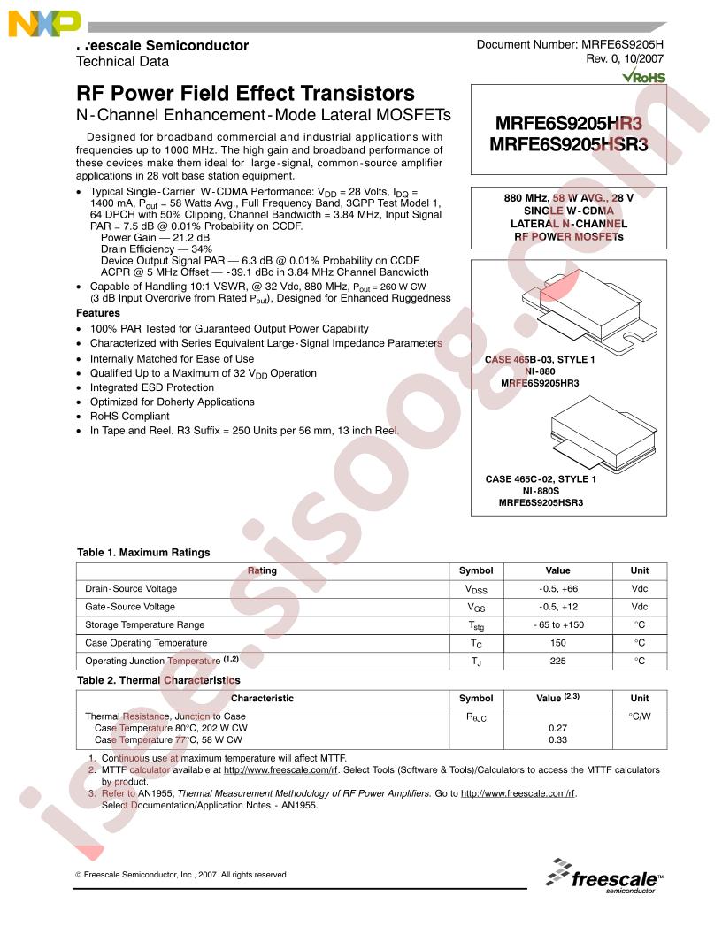MRFE6S9205HR3/HSR3