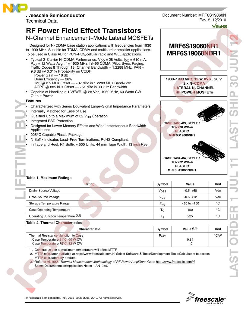 MRF6S19060NR1,NBR1