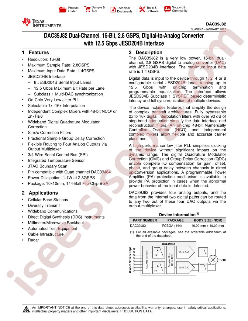DAC39J82 Datasheet