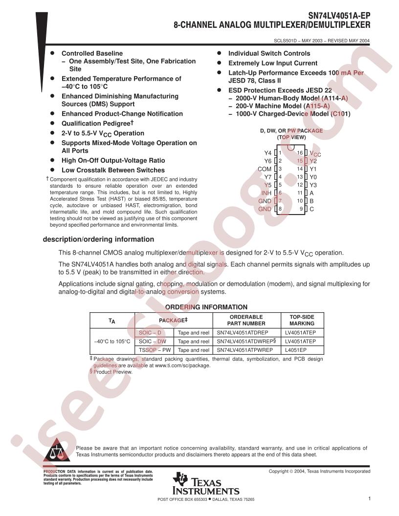 SN74LV4051A-EP