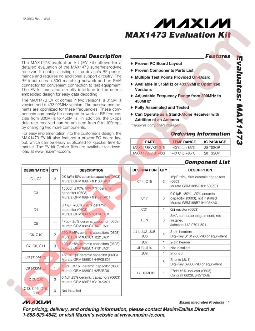 MAX1473 Eval Kit