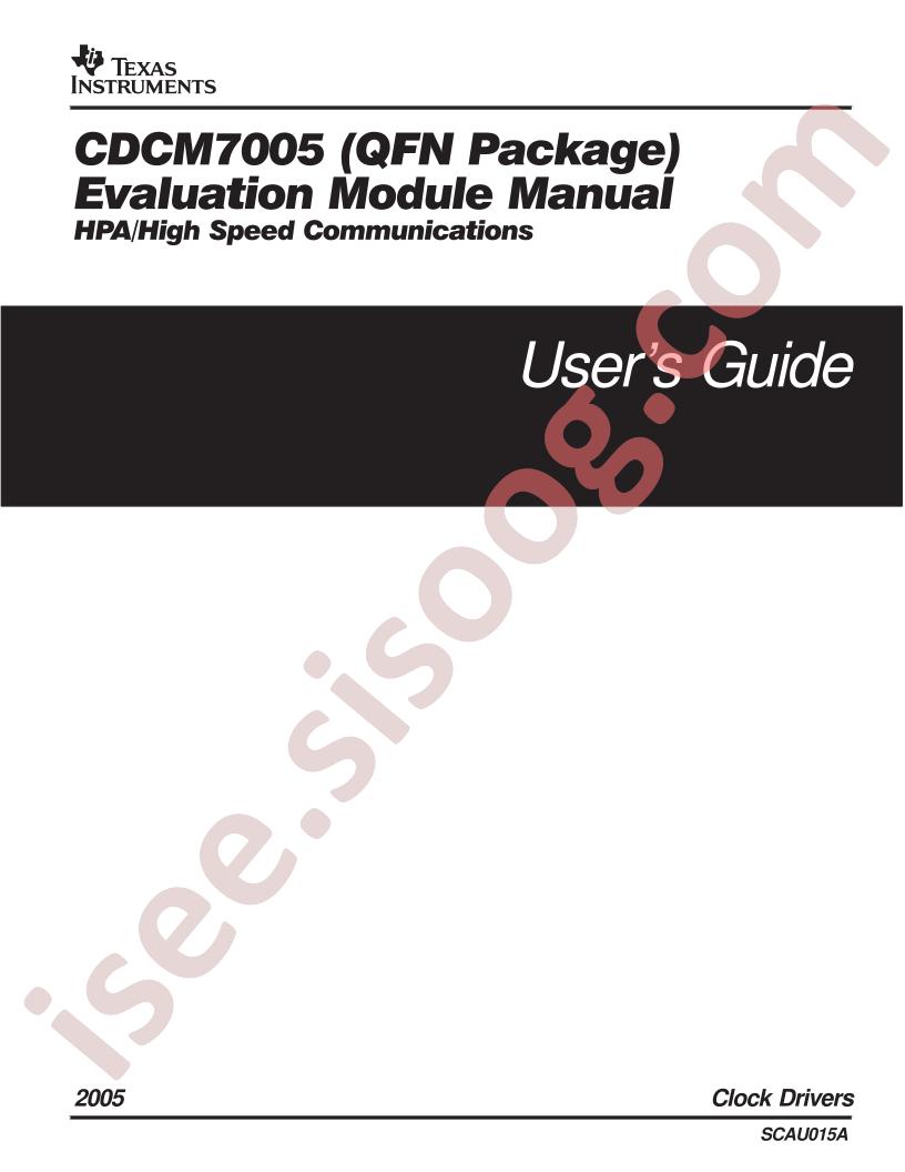 CDCM7005 EVM (QFN) Guide