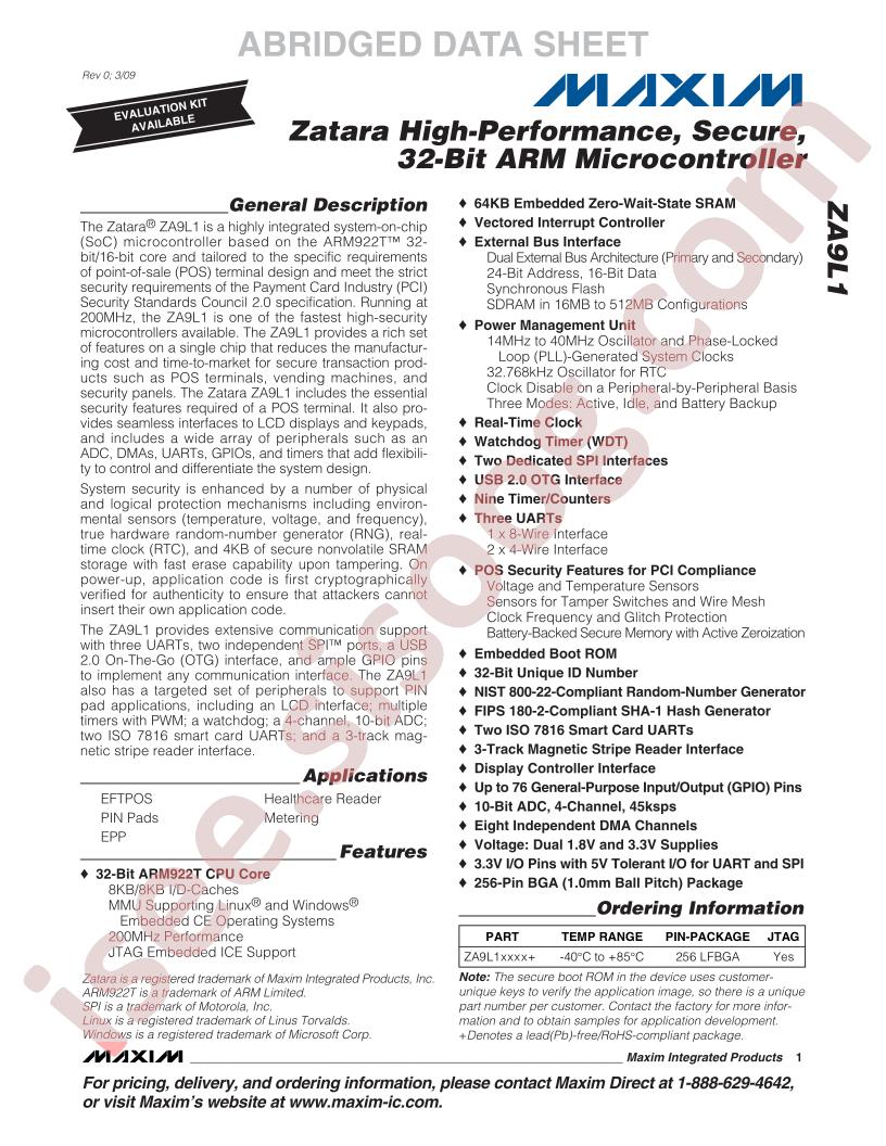 ZA9L1 Datasheet