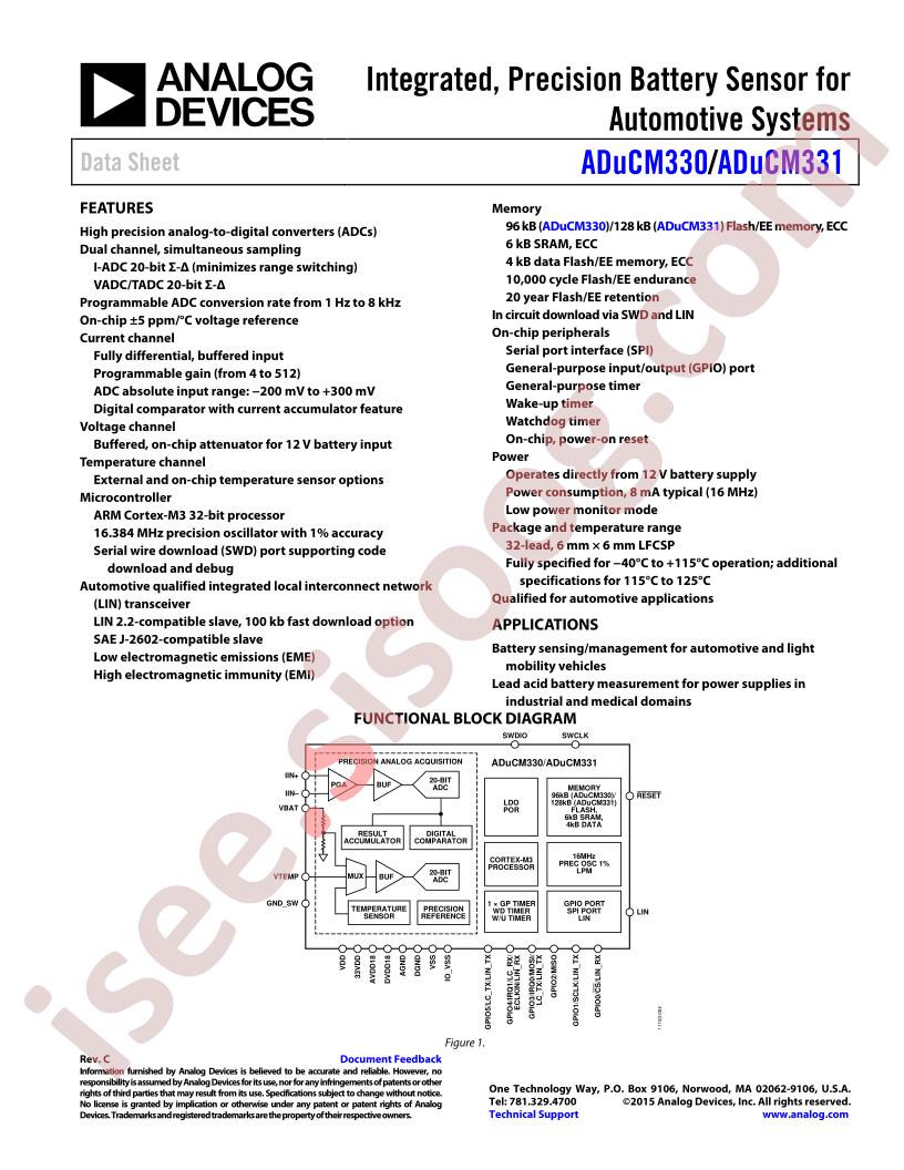 ADuCM330,31 Datasheet