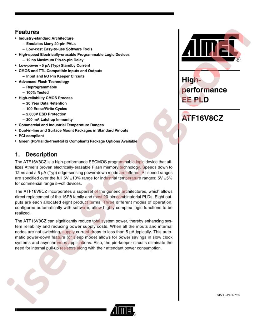 ATF16V8CZ Datasheet