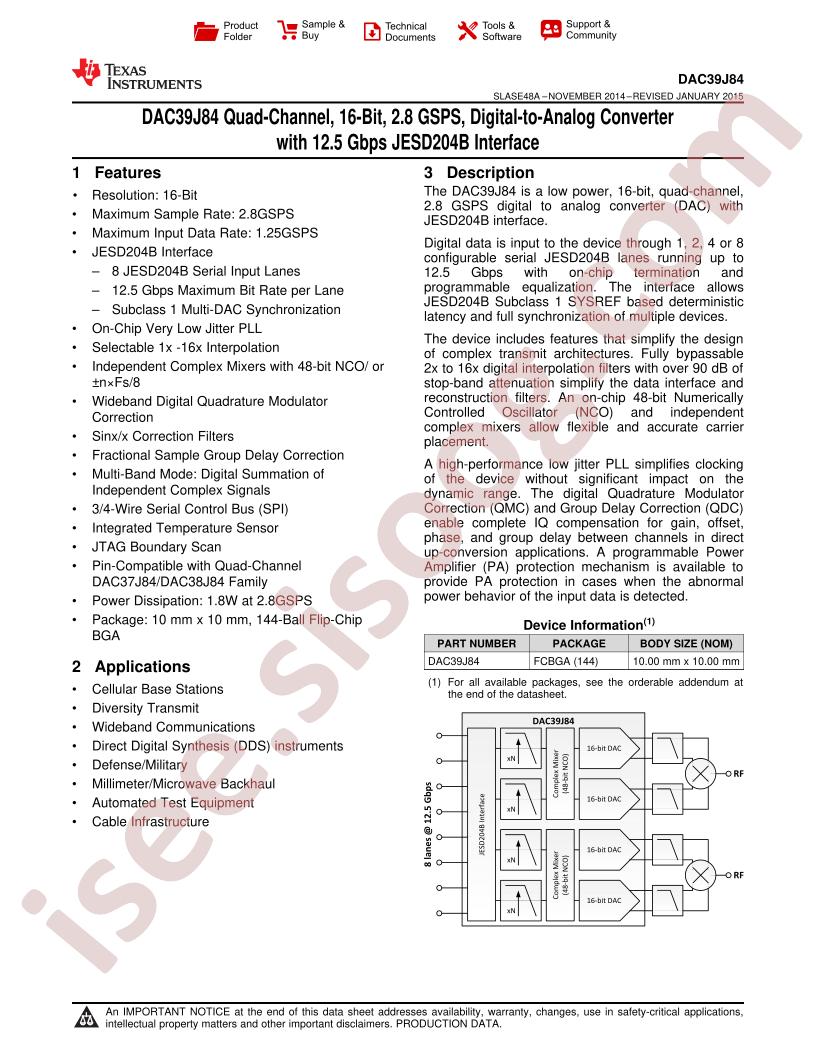 DAC39J84 Datasheet