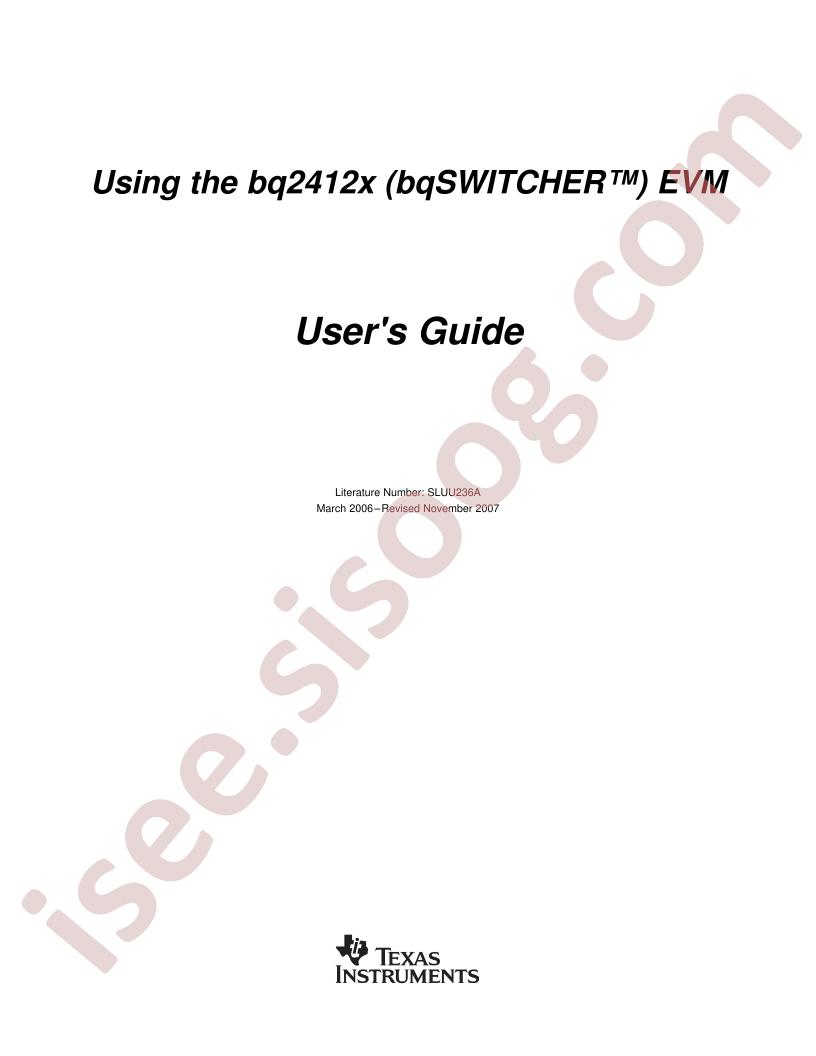 BQ2412x EVM Guide