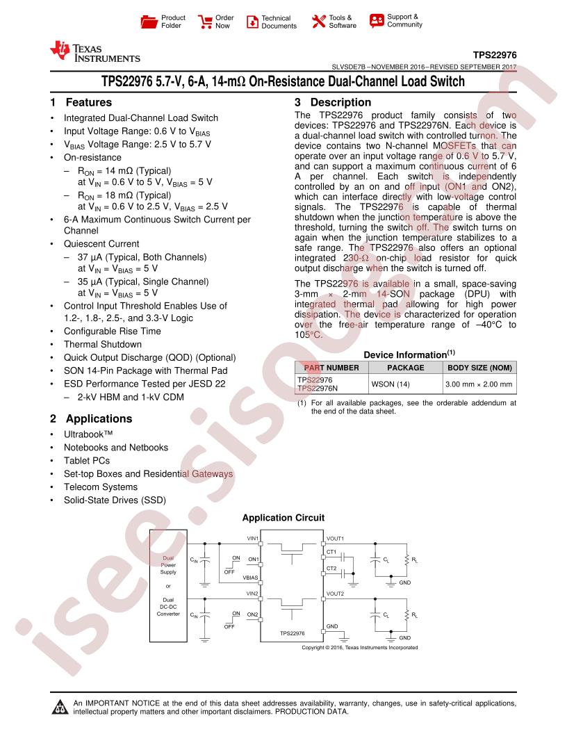 TPS22976 Datasheet