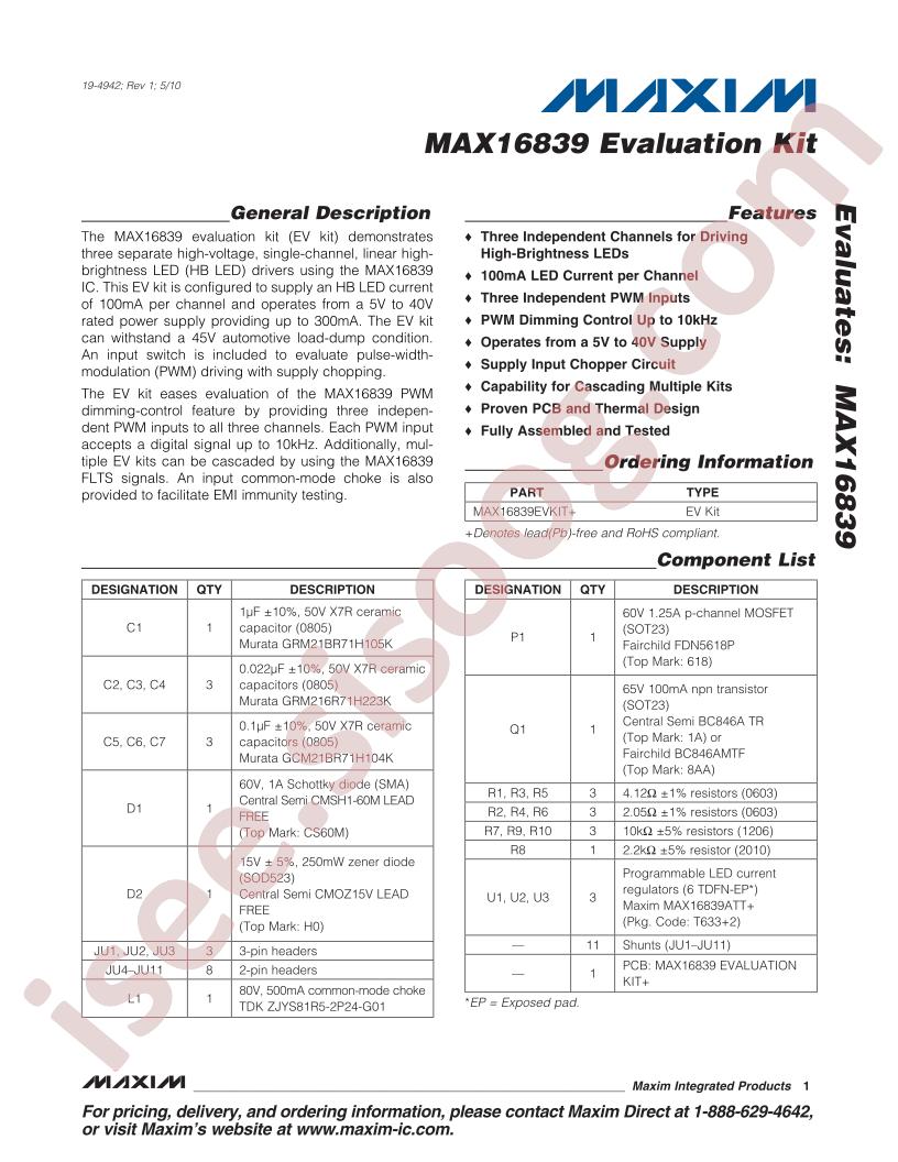 MAX16839EVKIT