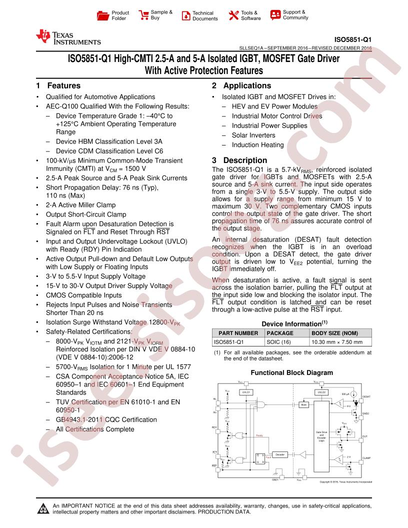 ISO5851Q-Q1 Datasheet