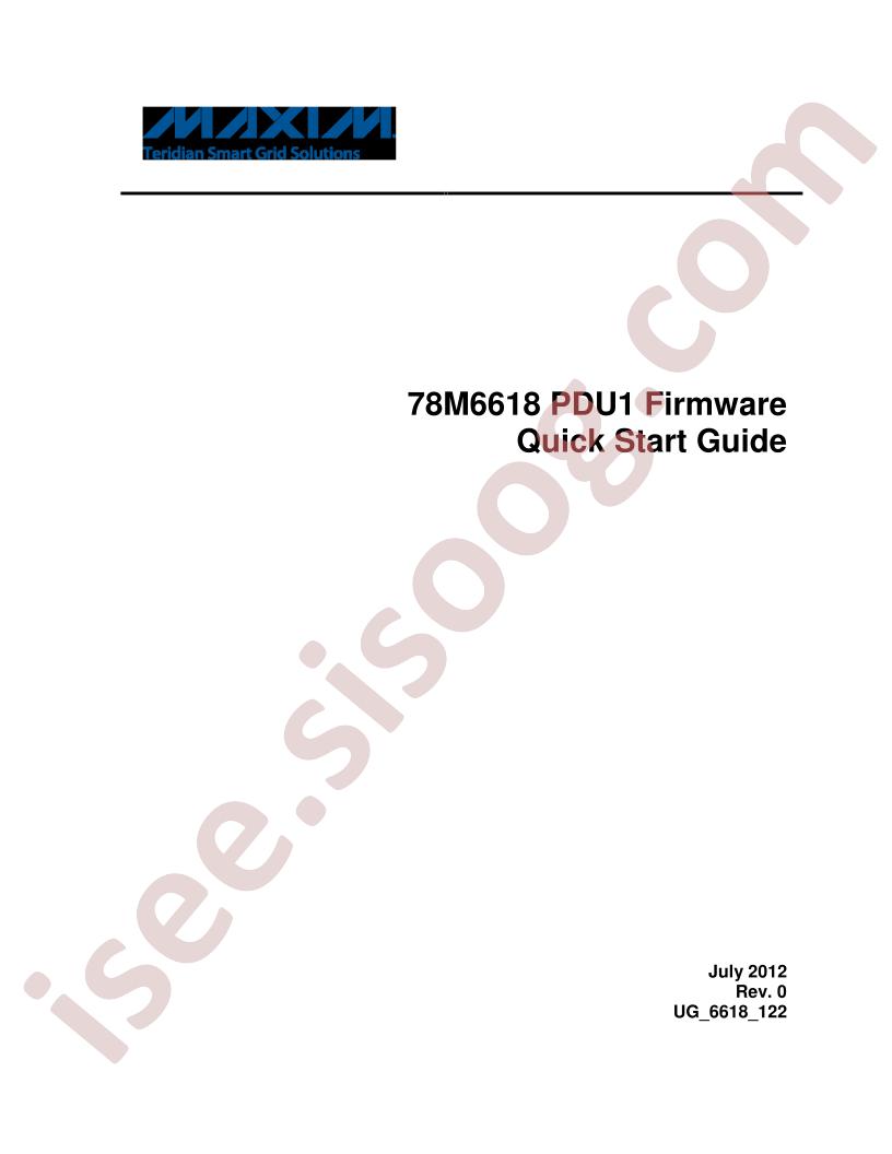78M6618 PDU1 Quick Start Guide