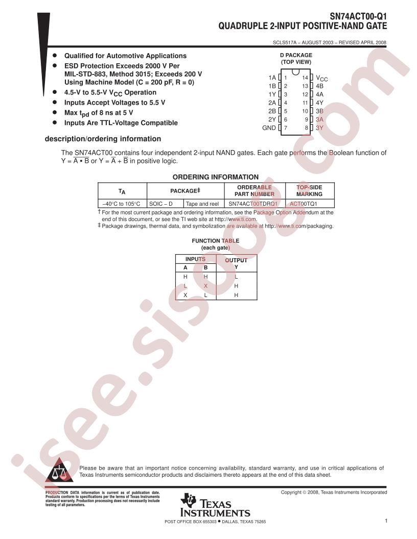 SN74ACT00-Q1