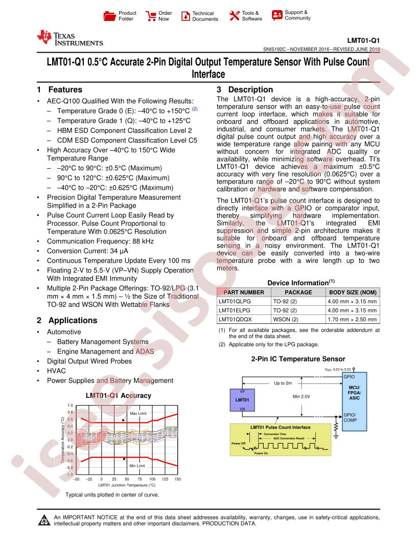 LMT01-Q1 Datasheet