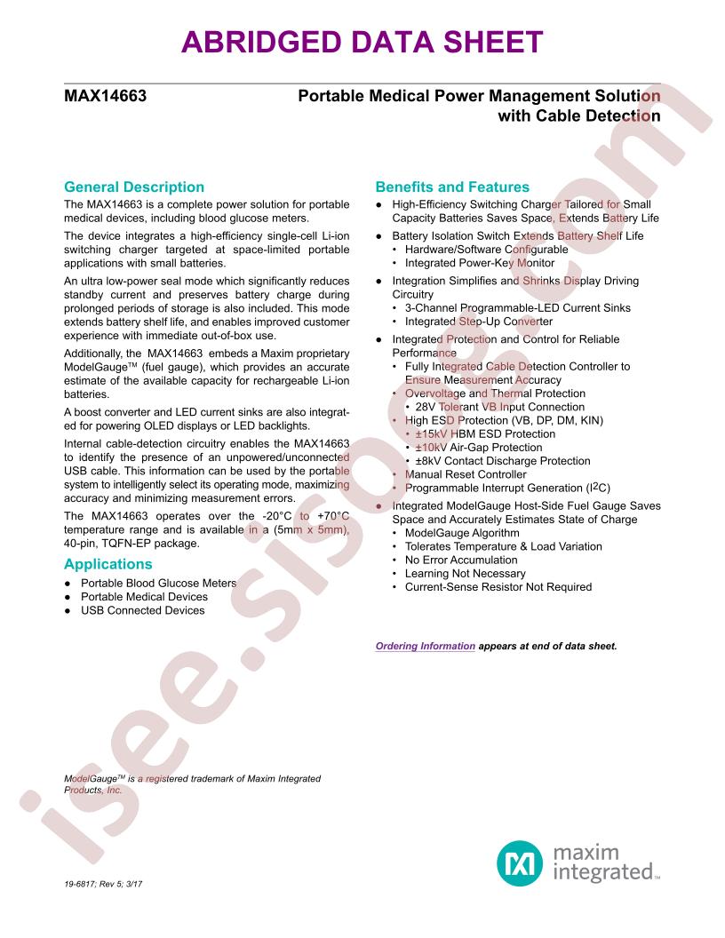 MAX14663 Abridged Datasheet