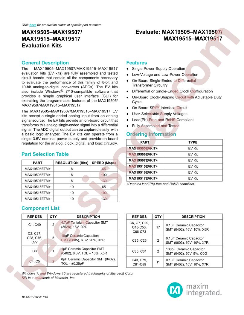 MAX19505-07,15-17 Eval Kit