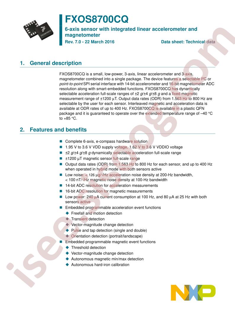 FXOS8700CQ Datasheet