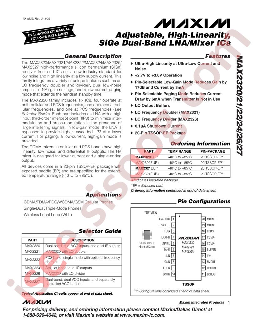 MAX2320-22,24,26,27 Datasheet