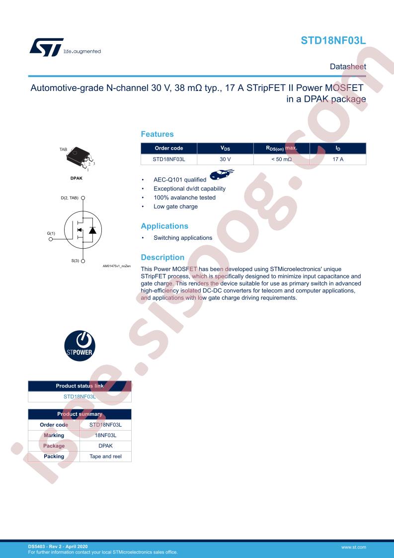 STD18NF03L