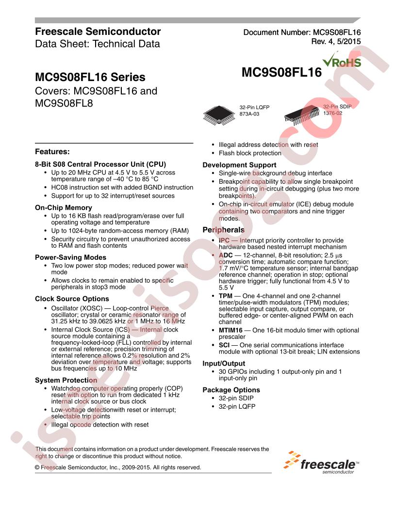 MC9S08FL16 Series