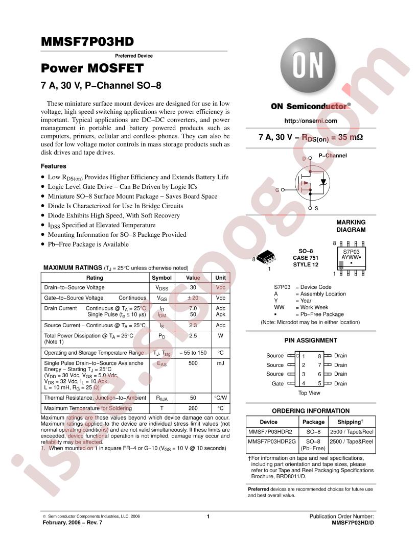 MMSF7P03HD