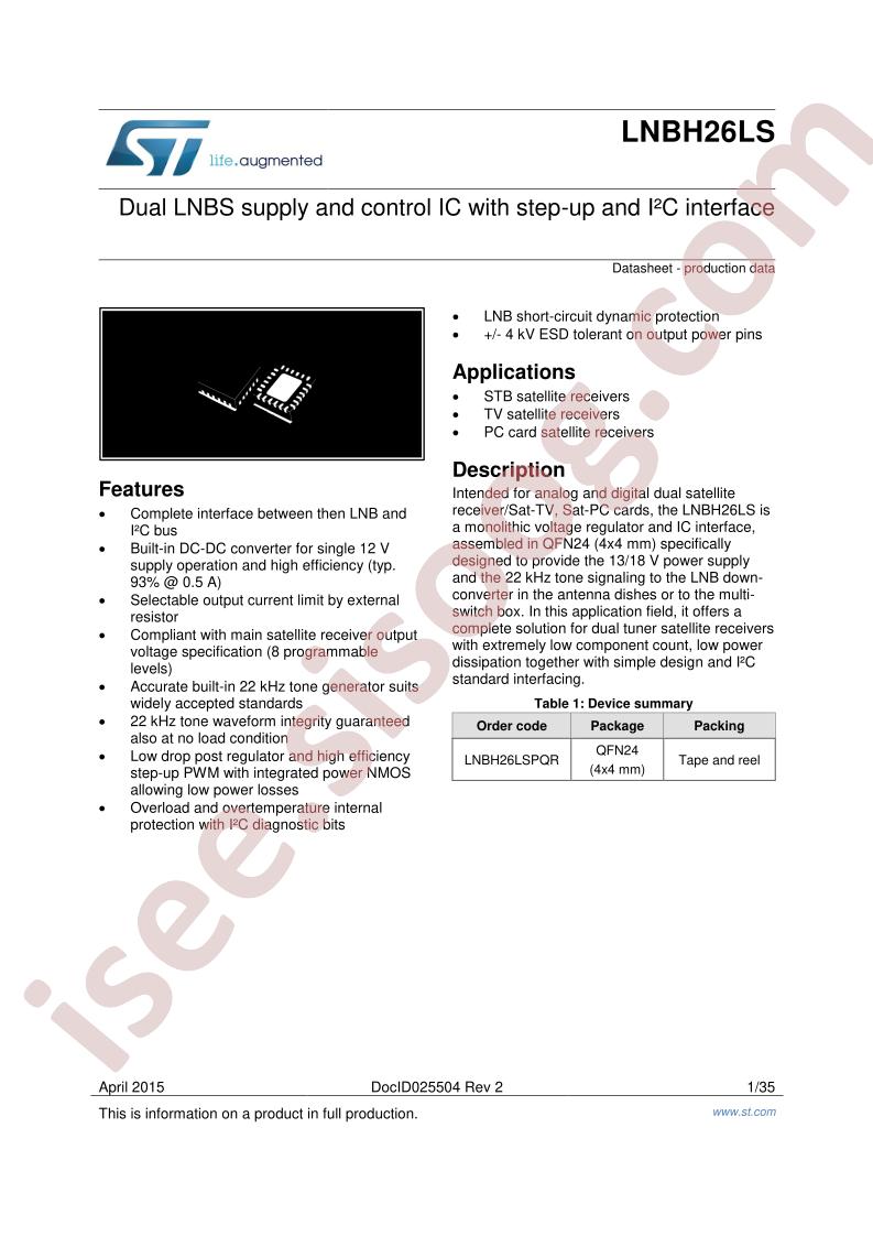 LNBH26LS Datasheet