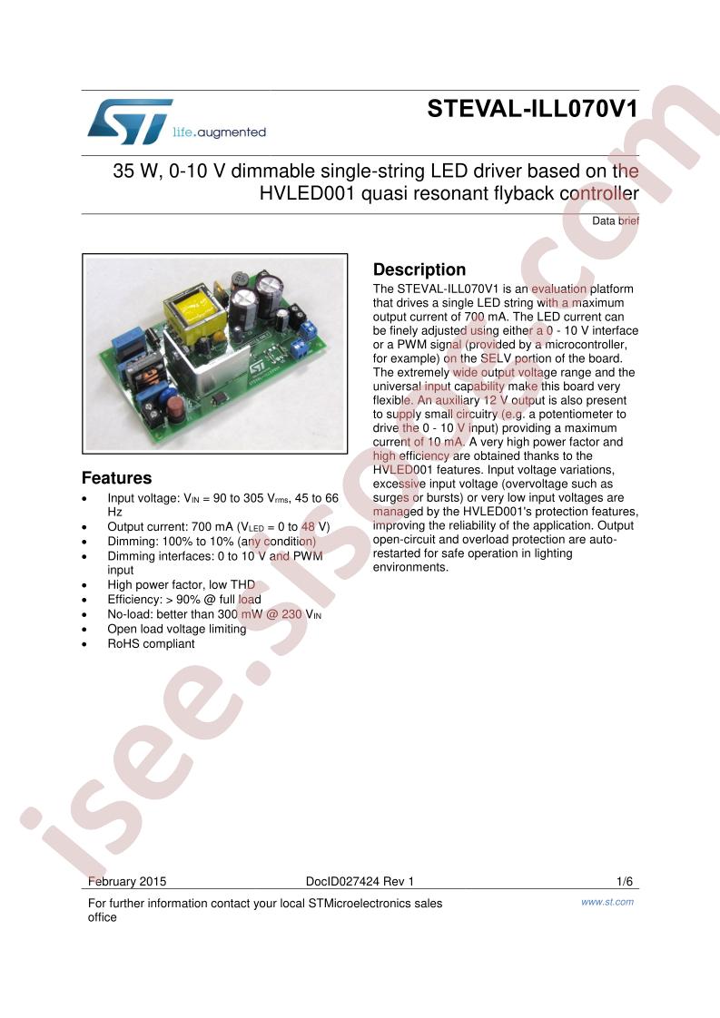 STEVAL-ILL070V1 Data Brief