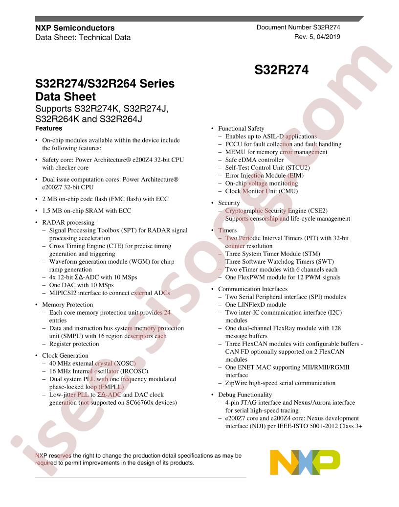 S32R274 Datasheet