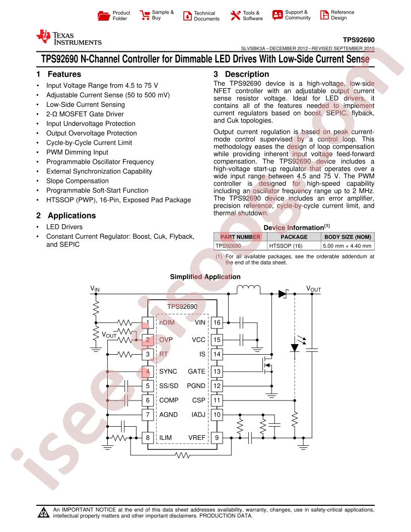 TPS92690(Q1) Datasheet