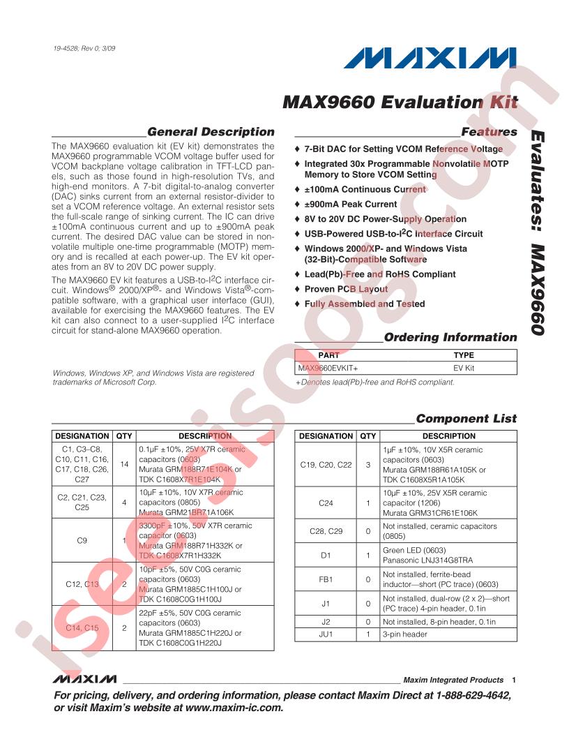 MAX9660 Eval Kit