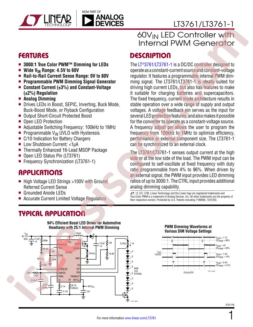 LT3761(-1) Datasheet