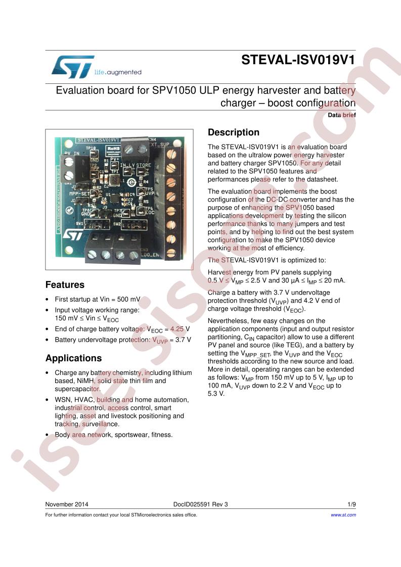 STEVAL-ISV019V1 Data Brief