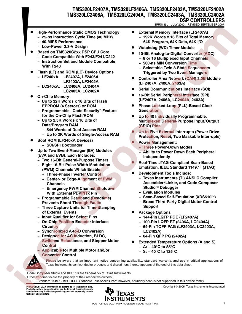 TMS320L(C,F)240xA Datasheet