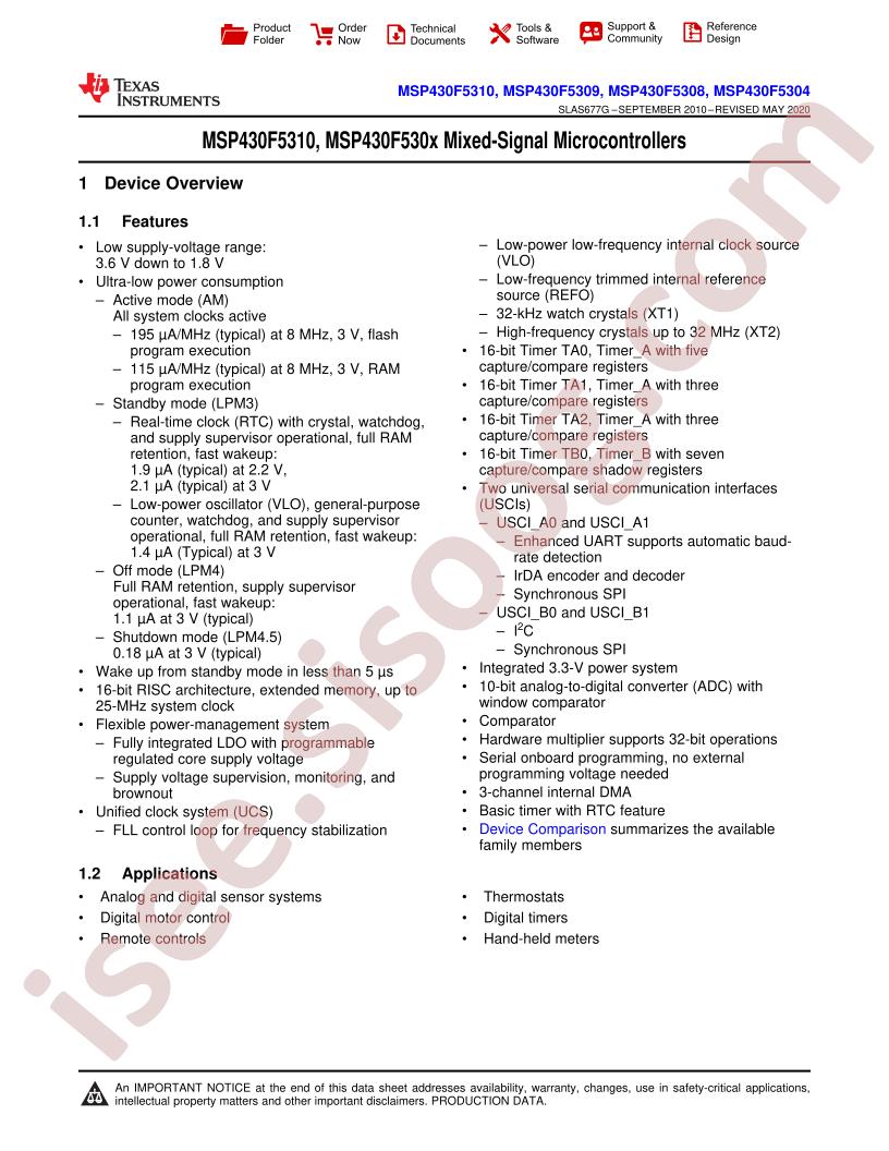 MSP430F5310(x) Datasheet