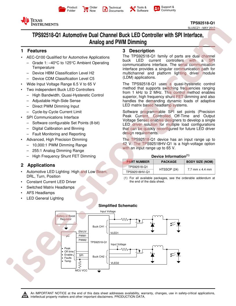 TPS92518-Q1 Datasheet