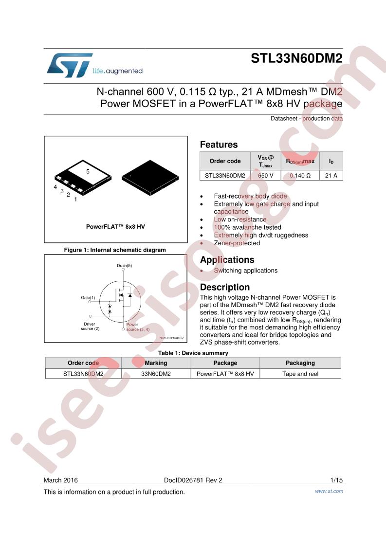 STL33N60DM2 Datasheet